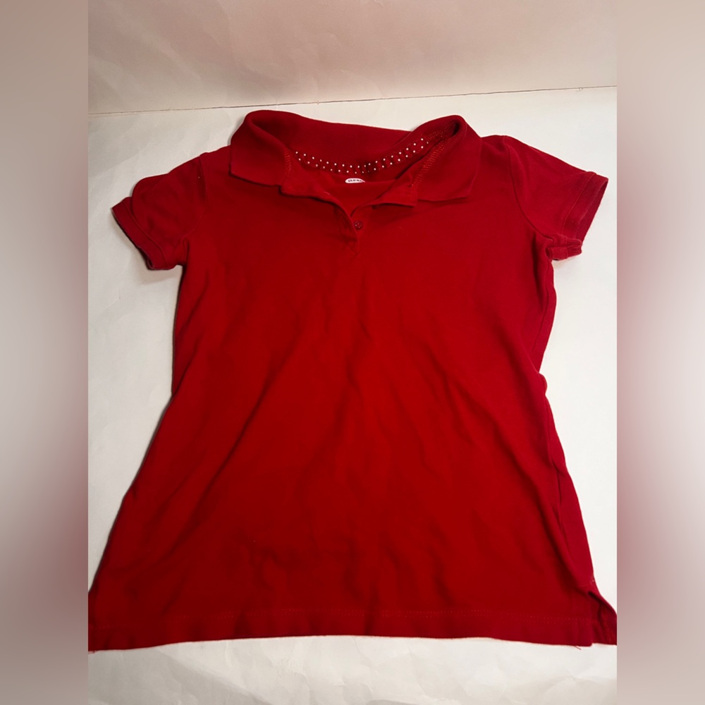 Old Navy Girls Red Fitted Polo T-Shirt Size 8 Medium NWOT